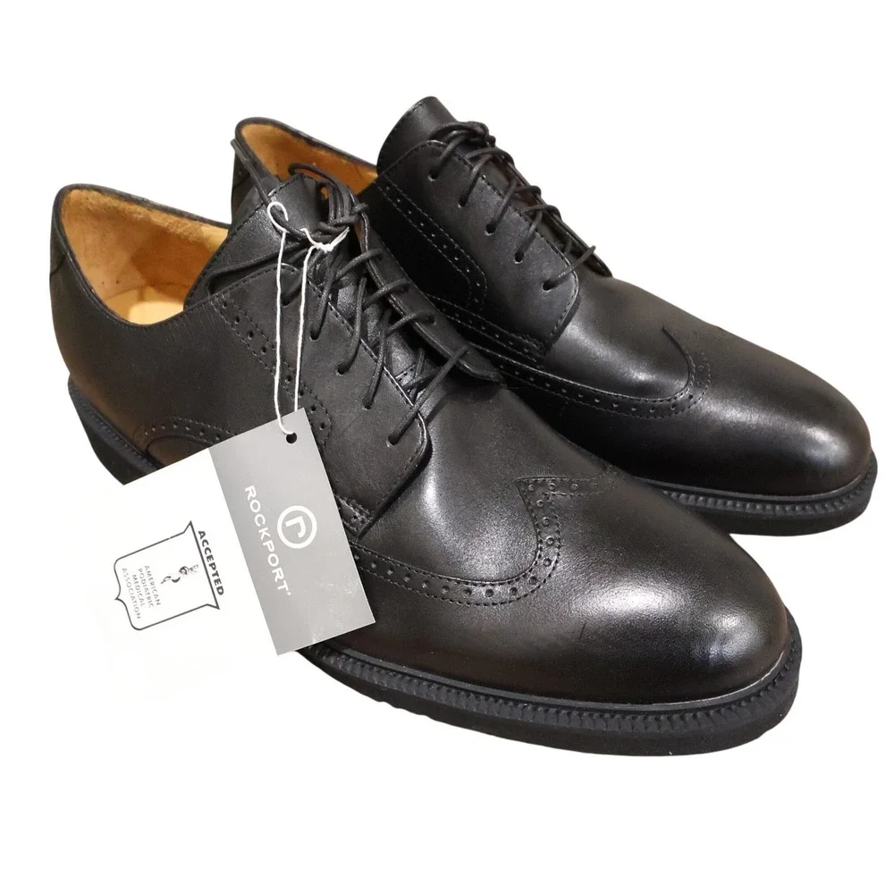 Rockport Tribunal Oxford Mens 13 Black New Wingtip Leather Dress Shoes APM11041M